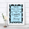 Sky Blue Damask Confetti Personalized Wedding Sign