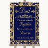 Blue & Gold Dad Walk Down The Aisle Personalized Wedding Sign