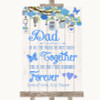 Blue Rustic Wood Dad Walk Down The Aisle Personalized Wedding Sign