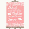 Coral Burlap & Lace Dad Walk Down The Aisle Personalized Wedding Sign