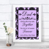 Lilac Damask Dad Walk Down The Aisle Personalized Wedding Sign