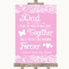 Pink Burlap & Lace Dad Walk Down The Aisle Personalized Wedding Sign