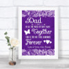 Purple Burlap & Lace Dad Walk Down The Aisle Personalized Wedding Sign