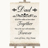 Shabby Chic Ivory Dad Walk Down The Aisle Personalized Wedding Sign