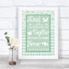 Winter Green Dad Walk Down The Aisle Personalized Wedding Sign