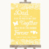 Yellow Burlap & Lace Dad Walk Down The Aisle Personalized Wedding Sign
