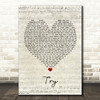 Pink Try Script Heart Song Lyric Music Print