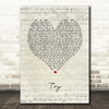 Pink Try Script Heart Song Lyric Music Print