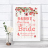 Coral Rustic Wood Daddy Here Comes Your Bride Personalized Wedding Sign