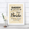 Cream Roses Daddy Here Comes Your Bride Personalized Wedding Sign