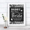 Dark Grey Burlap & Lace Daddy Here Comes Your Bride Personalized Wedding Sign