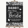 Dark Grey Burlap & Lace Daddy Here Comes Your Bride Personalized Wedding Sign