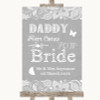 Grey Burlap & Lace Daddy Here Comes Your Bride Personalized Wedding Sign