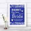 Navy Blue Burlap & Lace Daddy Here Comes Your Bride Personalized Wedding Sign