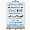 Blue Shabby Chic Dancing Shoes Flip-Flop Tired Feet Personalized Wedding Sign