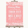 Coral Burlap & Lace Dancing Shoes Flip-Flop Tired Feet Personalized Wedding Sign