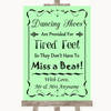 Green Dancing Shoes Flip-Flop Tired Feet Personalized Wedding Sign