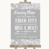 Grey Burlap & Lace Dancing Shoes Flip-Flop Tired Feet Personalized Wedding Sign