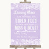 Lilac Burlap & Lace Dancing Shoes Flip-Flop Tired Feet Personalized Wedding Sign