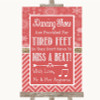 Red Winter Dancing Shoes Flip-Flop Tired Feet Personalized Wedding Sign