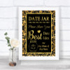 Black & Gold Damask Date Jar Guestbook Personalized Wedding Sign