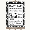 Black & White Damask Date Jar Guestbook Personalized Wedding Sign