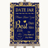 Blue & Gold Date Jar Guestbook Personalized Wedding Sign