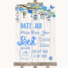 Blue Rustic Wood Date Jar Guestbook Personalized Wedding Sign