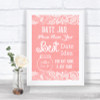 Coral Burlap & Lace Date Jar Guestbook Personalized Wedding Sign