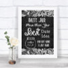 Dark Grey Burlap & Lace Date Jar Guestbook Personalized Wedding Sign