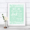 Green Burlap & Lace Date Jar Guestbook Personalized Wedding Sign