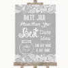 Grey Burlap & Lace Date Jar Guestbook Personalized Wedding Sign