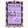 Lilac Damask Date Jar Guestbook Personalized Wedding Sign