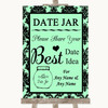 Mint Green Damask Date Jar Guestbook Personalized Wedding Sign