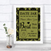 Olive Green Damask Date Jar Guestbook Personalized Wedding Sign