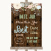 Rustic Floral Wood Date Jar Guestbook Personalized Wedding Sign