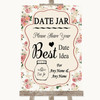 Vintage Roses Date Jar Guestbook Personalized Wedding Sign
