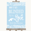 Blue Burlap & Lace Don't Be Blinded Sunglasses Personalized Wedding Sign