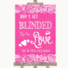 Bright Pink Burlap & Lace Don't Be Blinded Sunglasses Personalized Wedding Sign