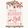 Coral Rustic Wood Don't Be Blinded Sunglasses Personalized Wedding Sign