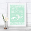 Green Burlap & Lace Don't Be Blinded Sunglasses Personalized Wedding Sign