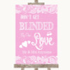 Pink Burlap & Lace Don't Be Blinded Sunglasses Personalized Wedding Sign