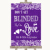 Purple Burlap & Lace Don't Be Blinded Sunglasses Personalized Wedding Sign