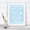 Blue Burlap & Lace Don't Post Photos Facebook Personalized Wedding Sign