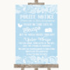 Blue Burlap & Lace Don't Post Photos Facebook Personalized Wedding Sign