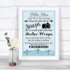 Blue Shabby Chic Don't Post Photos Facebook Personalized Wedding Sign