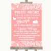 Coral Burlap & Lace Don't Post Photos Facebook Personalized Wedding Sign