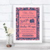 Coral Pink & Blue Don't Post Photos Facebook Personalized Wedding Sign