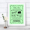 Green Don't Post Photos Facebook Personalized Wedding Sign