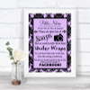 Lilac Damask Don't Post Photos Facebook Personalized Wedding Sign